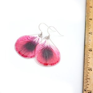 Gardener Gift, Nature Lover, pressed flower, woodland earrings, Botanical jewelry, nature made earrings, Real pink geranium earrings image 2
