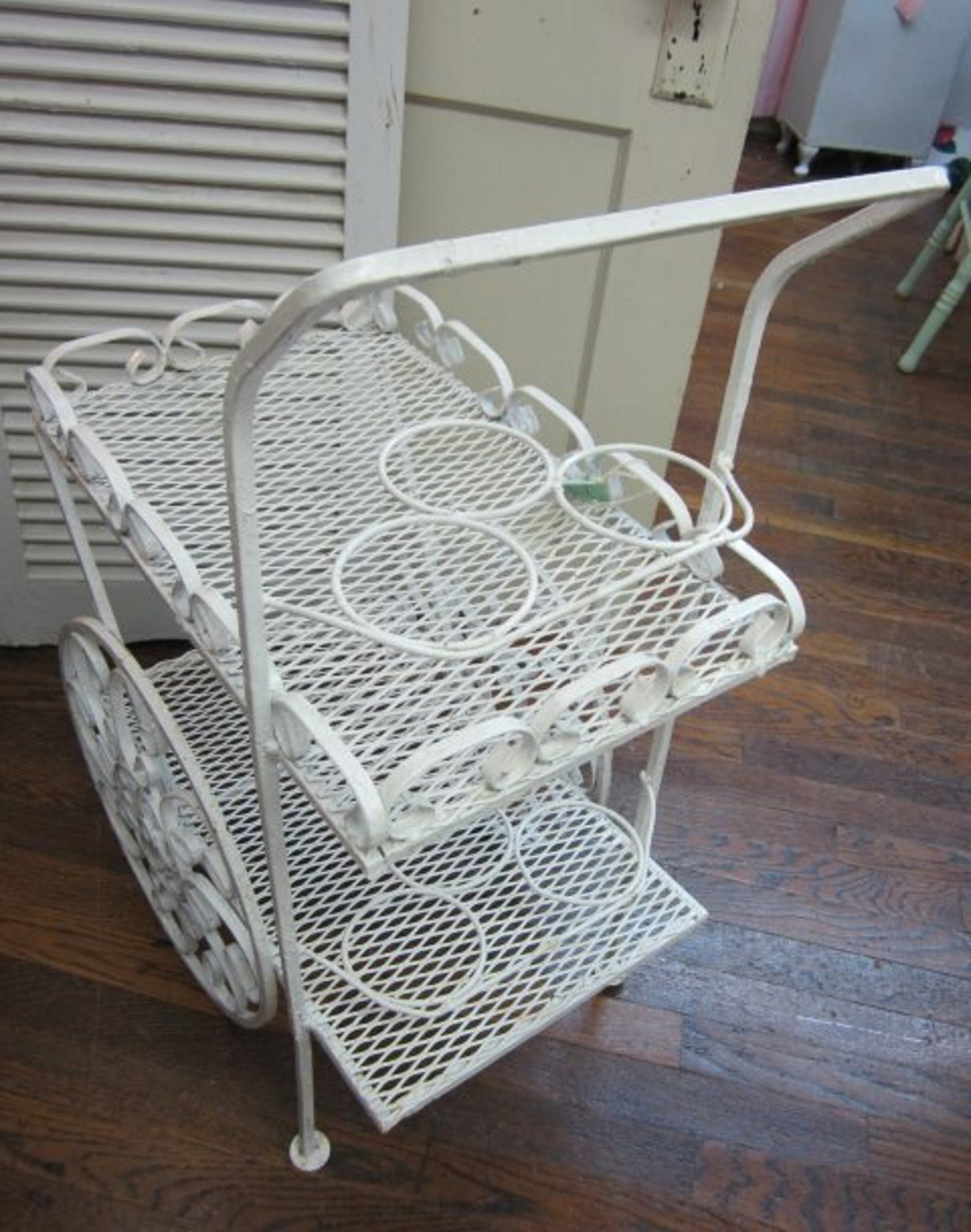 Vintage Wrought Iron Garden Tea Cart Planter...Shabby Etsy