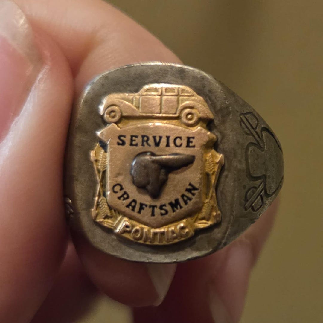 Vintage Pontiac Craftsman Service Ring Sterling Silver RARE Size 10.5 ...