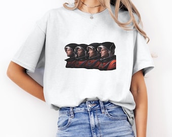 Astronaut Faces Graphic Tee, Cosmic Portrait Shirt, Unisex Space T-Shirt