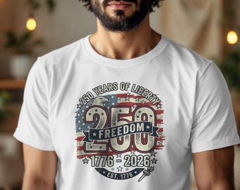 America 250th Anniversary T-Shirt, Vintage Freedom USA Patriotic Tee