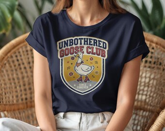 Unbothered Goose Club T-Shirt, Retro Roller Skate Goose Graphic Tee