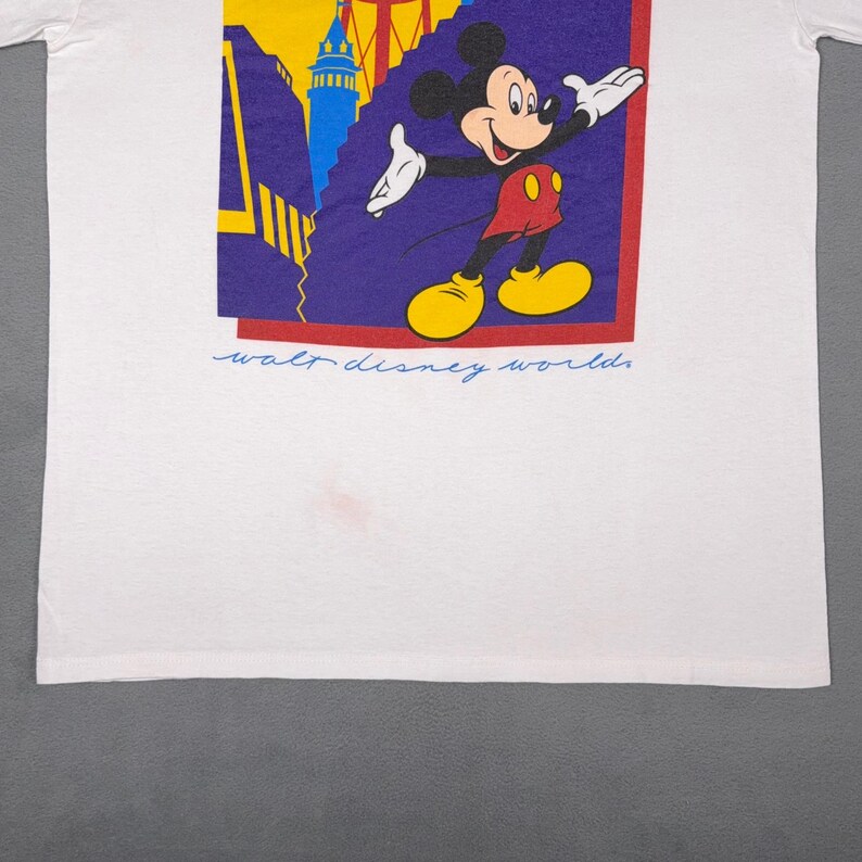 Vintage Walt Disney World Mickey Mouse T-Shirt White Large Made in USA Retro image 7