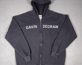 Vintage Y2K Gavin DeGraw Chariot Stripped 2004 Tour Hoodie  Black Zip Up Mens XL