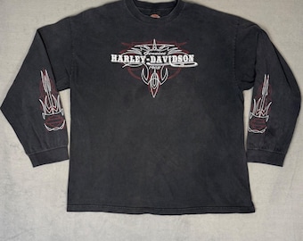 Harley Davidson Pinstripe Long Sleeve T-Shirt Mens 2XL Timms Anderson SC Black