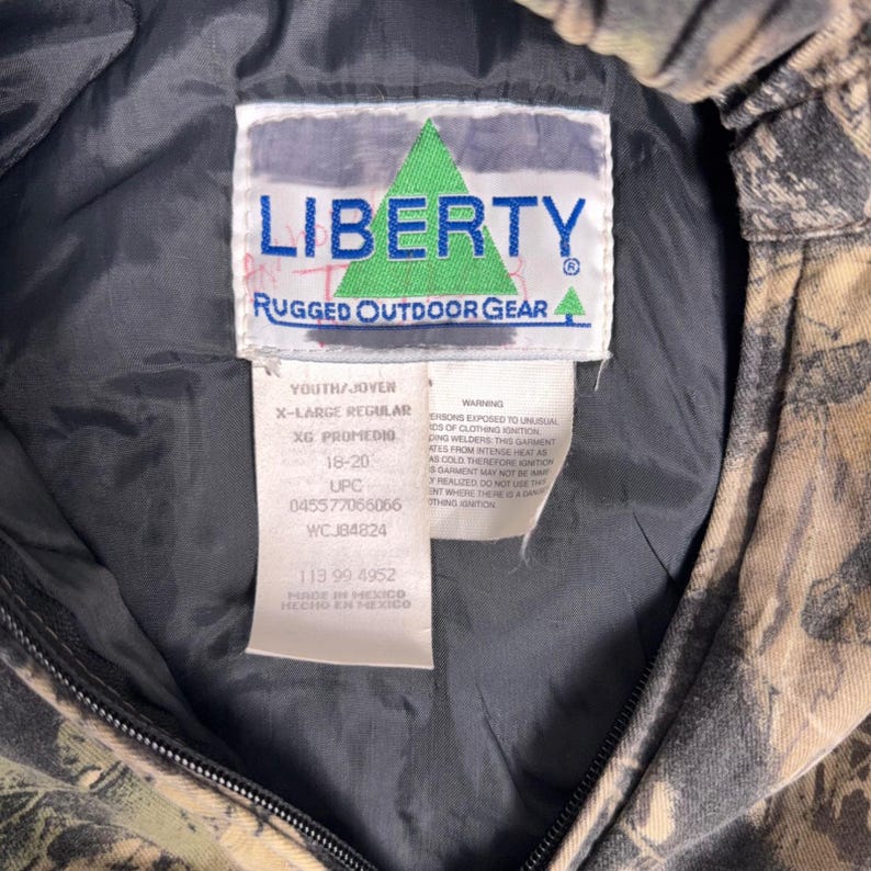 Chaqueta con capucha Liberty Rugged Outdoor Mossy Oak Camo estilo vintage de los 90, talla XL juvenil (18-20). imagen 3
