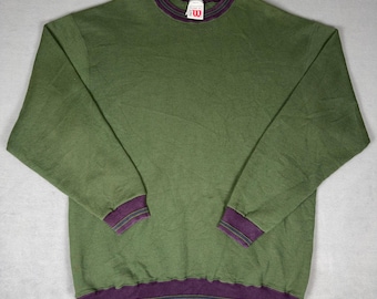 Vintage 90er Jahre Unisex Sweatshirt Unisex Hoodie Sweatshirt Grün Lila Gestreift Made in USA Herren 2X
