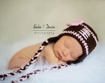 Crochet Football Hat for Baby Girl, Newborn Football Hat, Baby Girl Football Hat - Made to Order