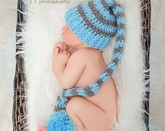 Baby Long Tail Elf Hat, Long tail elf Hat, Baby Elf Hat Photo Prop elf hat