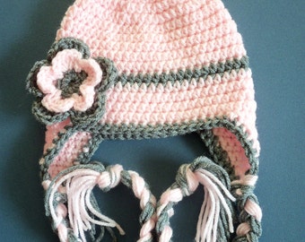 Children Crochet Hat, Crochet Earflap Hat,Toddler Hat, Baby Girl, Girl Hat,