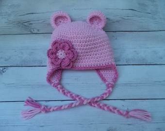 Crochet Children Hat, Baby Girl Hat, Baby Pink Hat