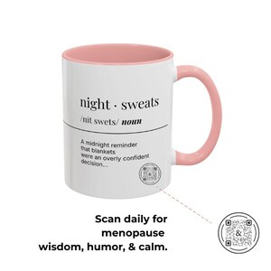 Menopause Night Sweats Mug Gift | 365 Days of Support with QR Companion