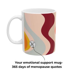 Menopause Ceramic Coffee Mug Gift  | 365 Days of Menopause Messages (QR Code)