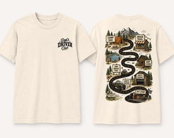 Camping Dad Shirt | Play Cars on Dad's Back Tee | Dad's Driver Club Road Map | Comfort Colors | Father's Day Gift