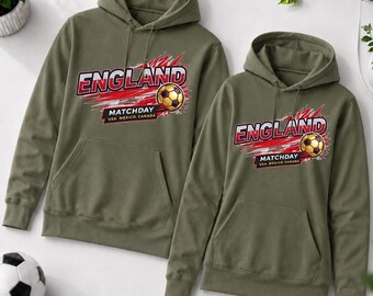 England Soccer Match Day Hoodie | Customizable Back Number Apparel