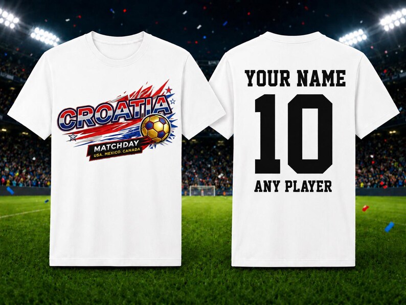 Personalized Croatia Soccer Fan Jersey | Custom Name, Number T-Shirt image 2