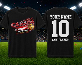 Personalized Canada Soccer Fan T-Shirt | Custom Name, Number Matchday Tee