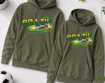 Brazil Match Day Hoodie | Soccer Supporter Apparel, Personalized Number