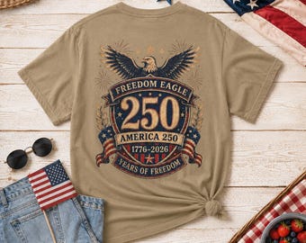 Camiseta America 250 / Camiseta Freedom Eagle Comfort Colors 1776-2026 / Camiseta patriótica del 4 de julio / 250 años de libertad en EE. UU.