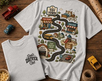 Dad's Driver Club Shirt | Play Cars on Dads Back Tee | Tired Dad's Club Style | Comfort Colors 1717 | Father's Day Gift