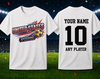 USA Soccer Fan T-Shirt | Personalized Name, Number, Matchday Comfort Colors