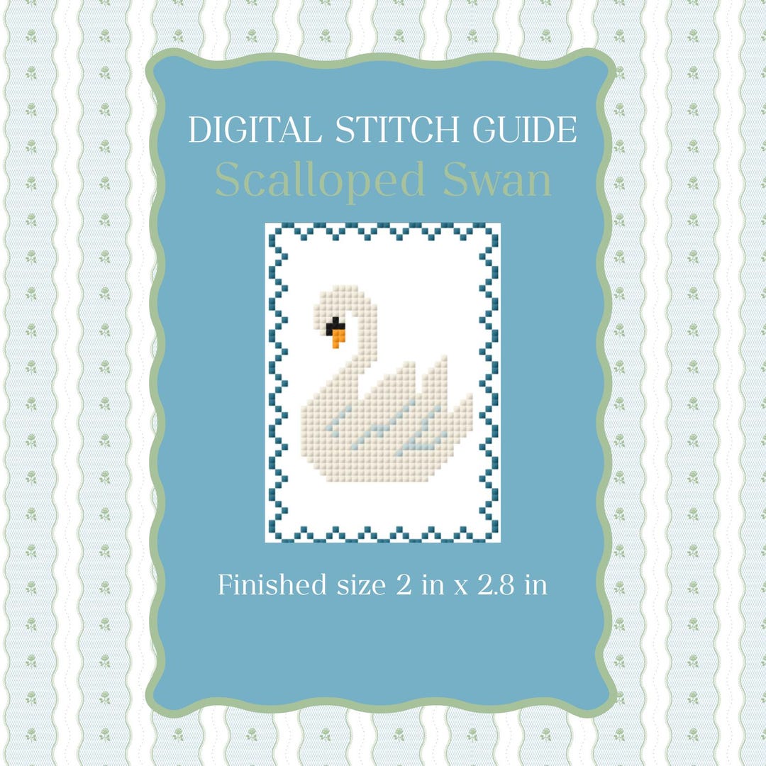 Scalloped Swan Needlepoint Pattern | Mini Embroidery Paint Guide (PDF ...