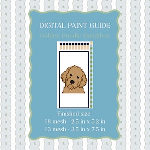 Golden Doodle Matchbox Needlepoint Pattern | Dog Lover Paint Guide (Digital Download)