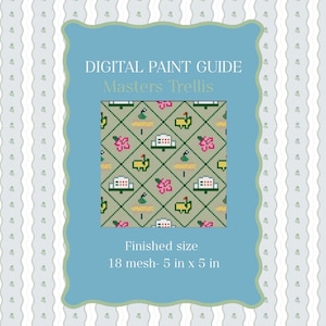 Masters Trellis Needlepoint Pattern | Golf Augusta Paint Guide | 18 mesh count (PDF Digital Download)