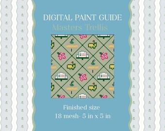 Masters Trellis Needlepoint Pattern | Golf Augusta Paint Guide | 18 mesh count (PDF Digital Download)