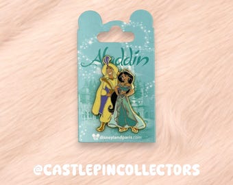 Disney Aladdin and Jasmine Enamel Pin, Disneyland Paris Prince Ali and Princess Jasmine Pin, DLP Exclusive Couple Pin, Aladdin Movie Pin