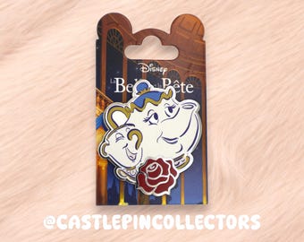 Disney Pin Mrs Potts and Chip Beauty and the Beast, Disneyland Paris Exclusive Enamel Pin, Enchanted Rose Pin, Disney Trading Pin