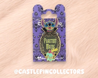 Pin de Stitch de la Mansión Fantasma de Disney - Exclusivo de Disneyland París - Stitch vampiro con Scrump - Pin esmaltado estilo Mansión Encantada