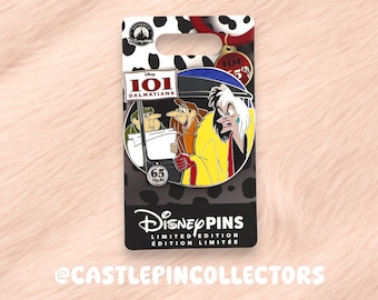 Pin Disney Cruella de Vil Jasper Horace - 101 Dálmatas 65.º aniversario - Edición limitada exclusiva - Pin esmaltado de coche villano - Disney
