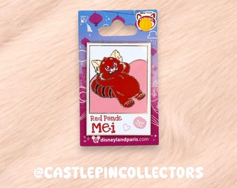 Pin de Disney de Mei Panda Rojo - Se pone rojo - Exclusivo de Disneyland París - Pin esmaltado de Meilin Lee Pixar - Pin coleccionable de Disney de animales lindos - Rosa