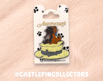 Pin de Disney de Los Aristogatos - Berlioz y Toulouse en Sombrero de Paja - Exclusivo de Disneyland París - Pin esmaltado de Los Aristogatos - Lindo gatito Disney