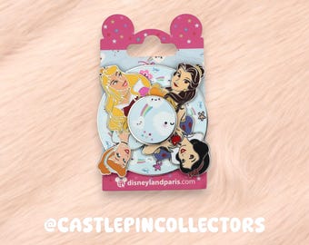 Disney Pin, Disneyland Paris, Princesses Aurora Sleeping Beauty, Snow White, Belle, Cinderella, Spinner Pin