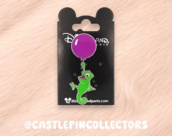 Pin de Disney de Pascal con globo morado, Pin oficial de intercambio de Rapunzel de Enredados en Disneyland París, Pin esmaltado de lindo camaleón, Animal de Disney