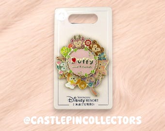 Shanghai Disney Resort Duffy and Friends Wreath Enamel Pin, ShellieMay LinaBell StellaLou Pin, Official Disney Pins Trading Gift. Spinner