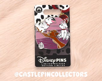 Pin Disney 101 Dálmatas 65.º aniversario - Edición limitada exclusiva - Pin esmaltado de los cachorros Pongo y Perdita - Aniversario de perros Disney raros