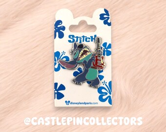 Pin de Stitch de Disneyland París, Pin rockero de Lilo y Stitch con guitarra, Pin exclusivo de los parques Disney, Regalo para amantes de la música de Stitch, Auténtico Disney