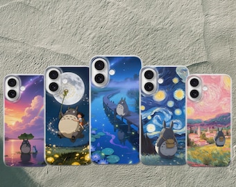 Custodia per telefono Totoro Notte Stellata / Protezione Pixel per iPhone, Samsung, Google