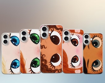 Custodia per telefono con ragazza dei fumetti dagli occhi grandi e sognanti / Protezione Pixel per iPhone, Samsung e Google