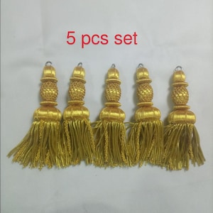 Gouddraad kwastje 15 cm handgemaakt voor uniform, kerkgewaden, decoratie (set van 5 stuks)