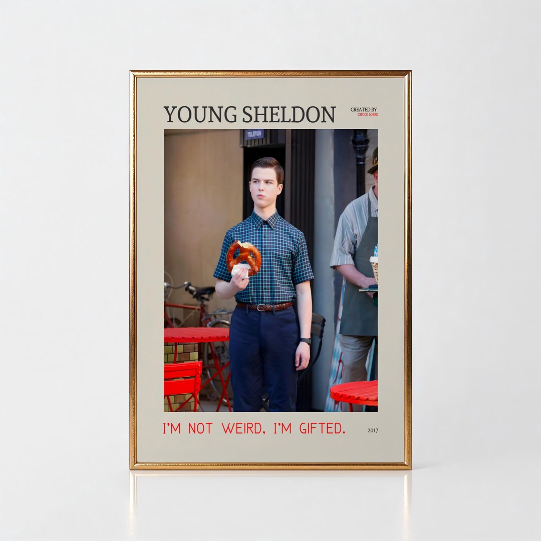 Young Sheldon Poster, TV Comedy Series Wall Art, Sheldon Cooper Print ...
