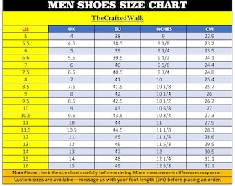 Men's Shoe Size Chart – Foot Length to Size Guide (US/UK/EU)