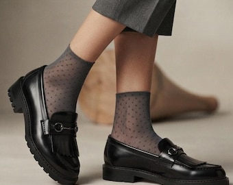 Handmade Black Women's Leather Loafer, Fringe Kiltie Slip-Ons, Vintage Style Custom Footwear