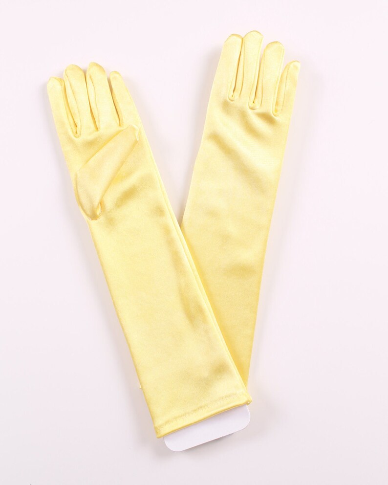 satin yellow gloves