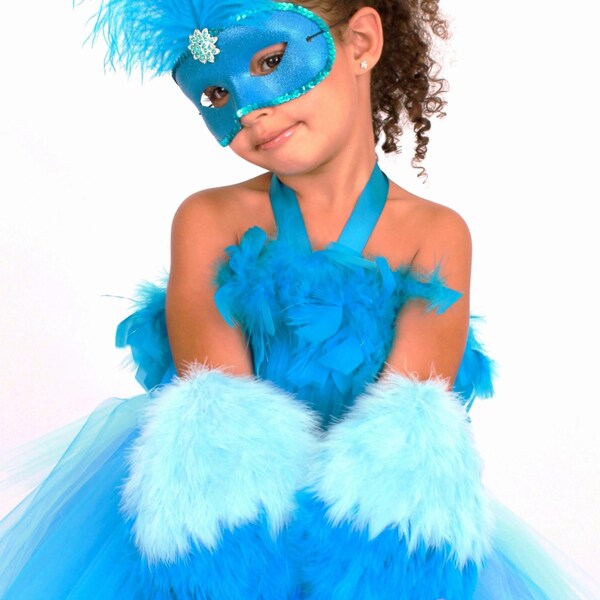 READY TO SHIP:  Jungle Jewel - Blue Macaw Feather Bird Mask - Turquoise Blue - Halloween Costume Accessory Fits toddler to adult