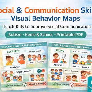 Social & Communication Skills Visuals | Behavior Mapping Cards for Kids (PDF Download)