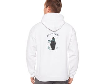 Kopie des Pinguin Introvert Grafik Hoodie | Lustiger minimaler Rückendruck